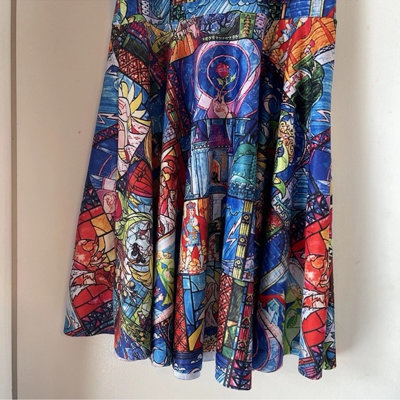 Beauty And The Beast Skater Dress Sz Small Flare - Picture 3 of 6